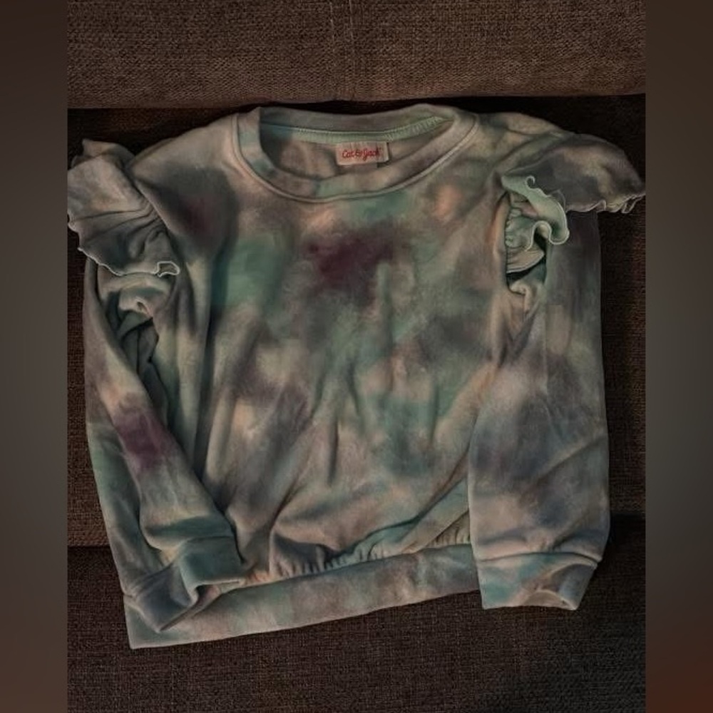 Cat & Jack Pastel Tie-Dye Ruffle Sweatshirt